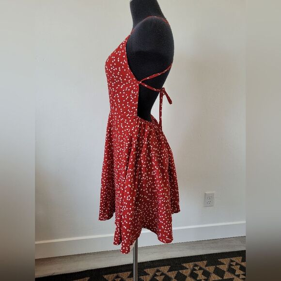 NEW Shein VCay Red Confetti Heart Mini Dress Summer Beach Pool Vacation Medium - Picture 3 of 6